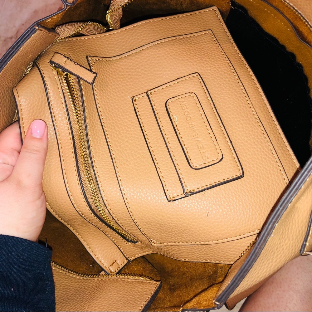 Steve Madden Tan Tote Bag Purse Large - Picture 8 of 9